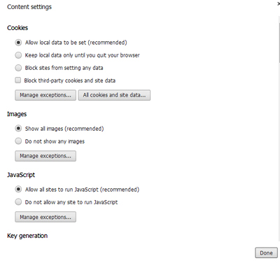 Browser-Chrome-Einstellungen