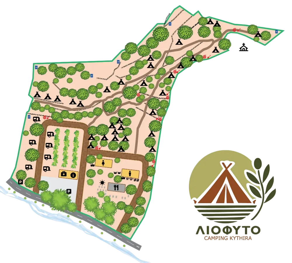 Mappa del campeggio Paleopoli Citera