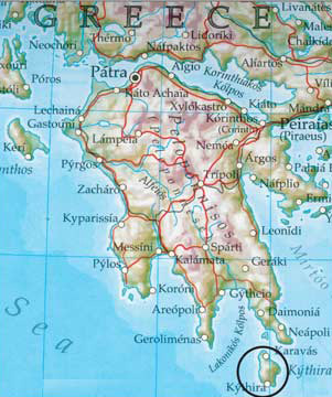 Kythira Kythera Map